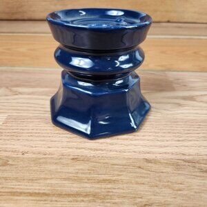 Vintage Beacon Hill Inc. Blue Ceramic Candle Holder 4" Hexagonal Base